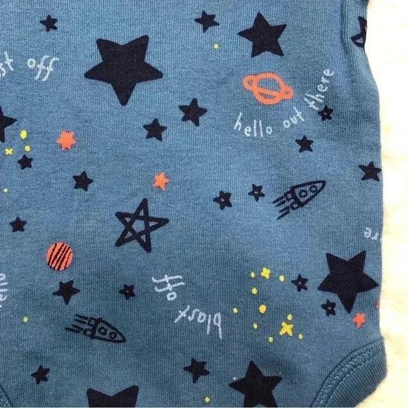 Gerber Onesie Diaper Shirt Space/ Stars Blue Size Newborn - Picture 15 of 16